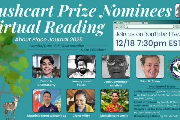 Flyer for digital reading of Pushcart Prize 2025 nominees